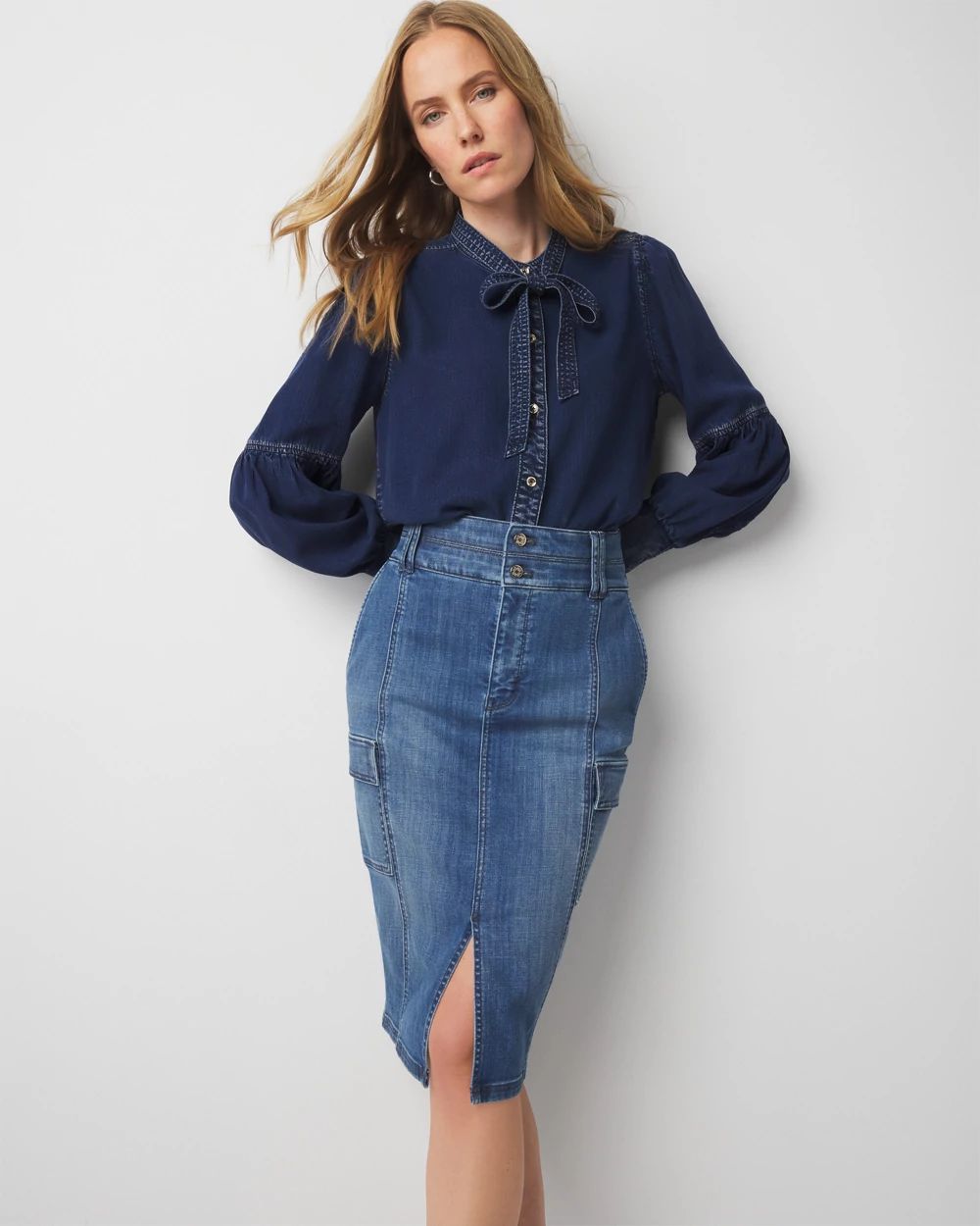 Denim Midi Skirt | White House Black Market Denim Midi Skirt | White House Black Market